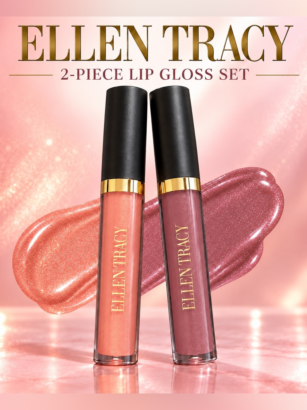 Ellen Tracy 2-Pack Lip Gloss Duo in Peach Shimmer & Mauve Purple